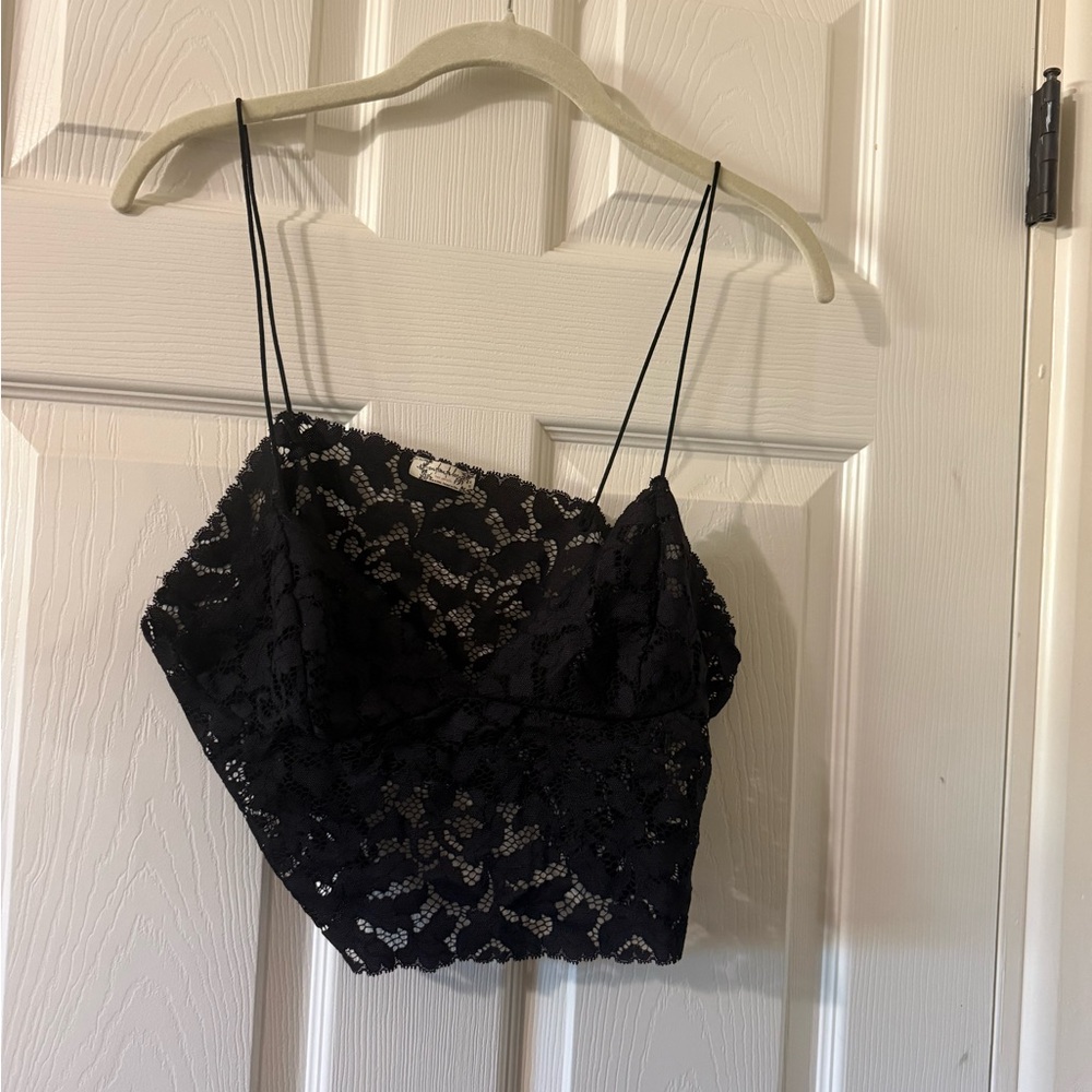Free People Black Lace Cropped Cami